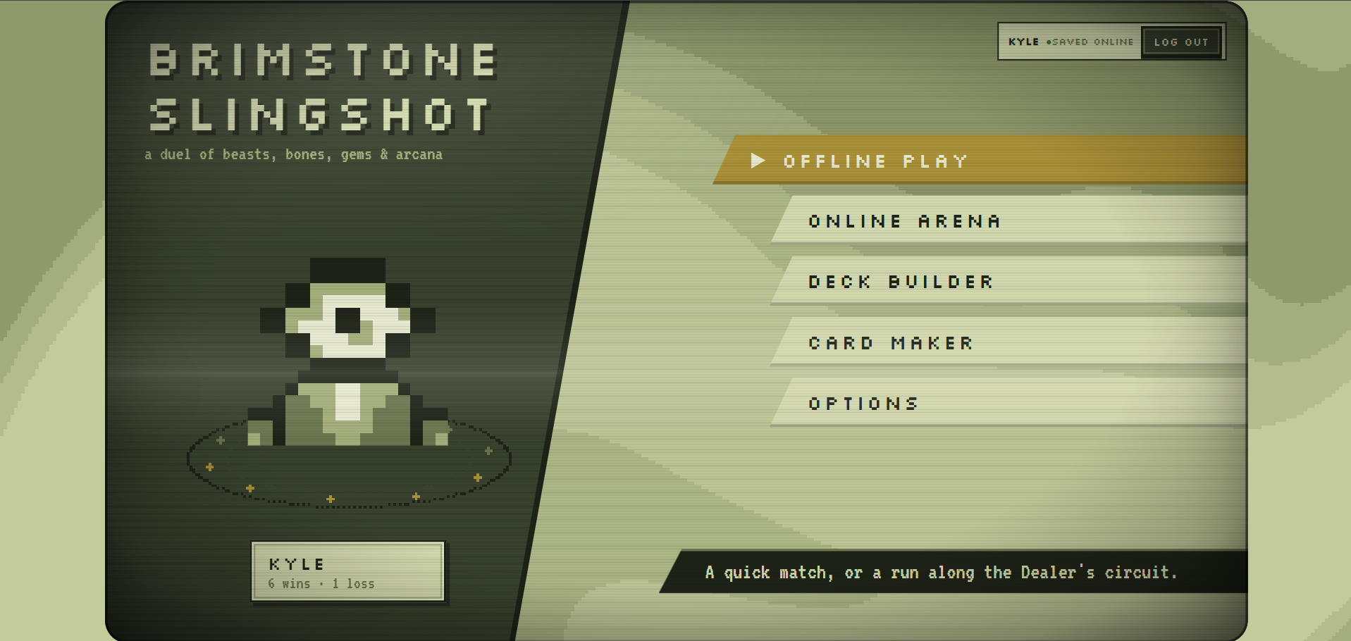 Brimstone Slingshot - Main Menu